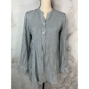Madewell Women’s White Checkered Classic Flannel Flared Sleeve Button Up Sz XXS
